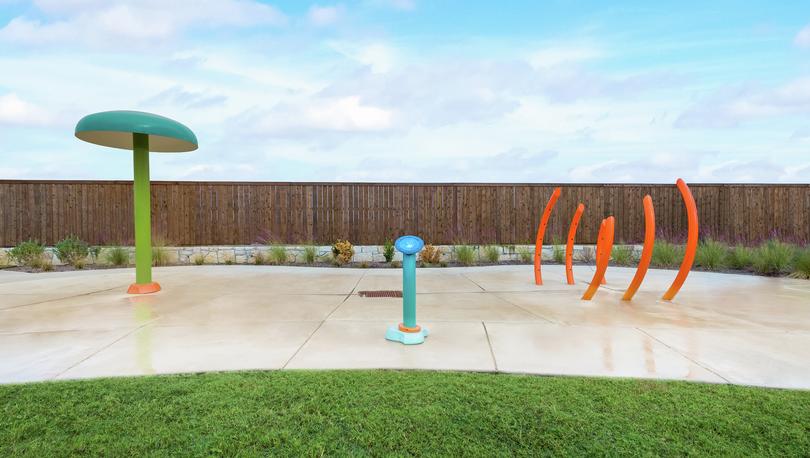 Splash pad with water features.