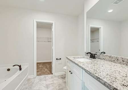 Master bathroom with a soaking tub and walk-in shower.