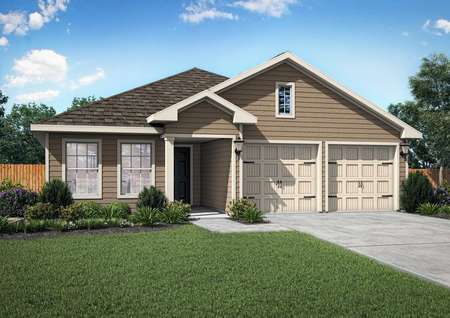 Rendering of the Blanco plan with light tan siding.