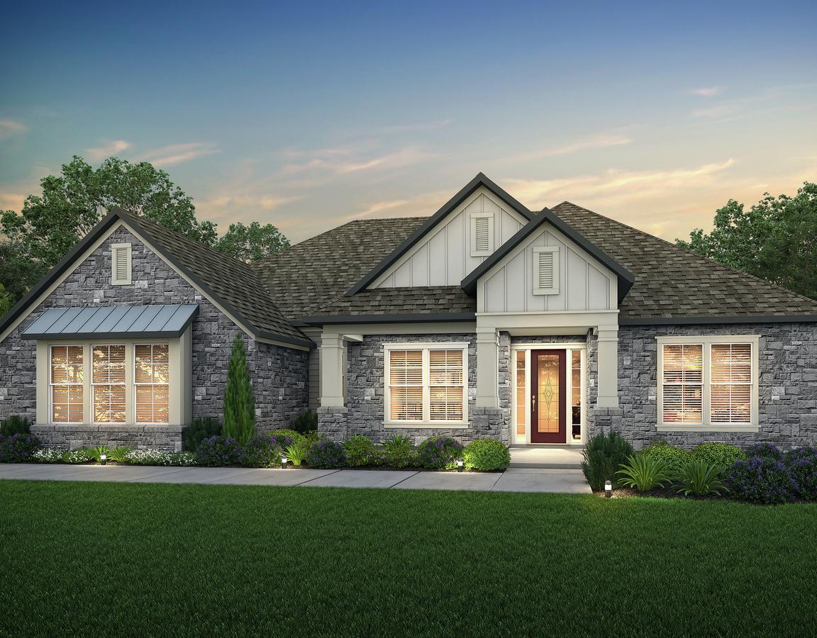 Rendering of the Bradley floor plan's exterior at dusk.