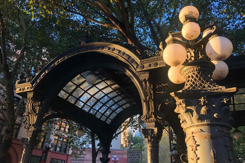 The historic pioneer square pergola.