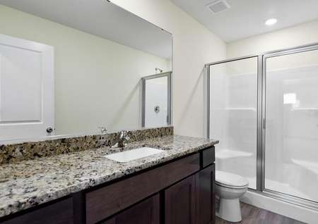 Master bathroom with step in shower