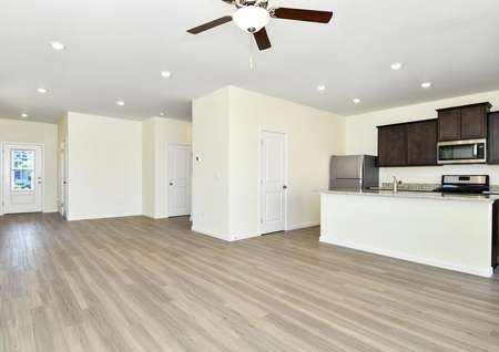 Open layout with the kitchen open to the spacious family room