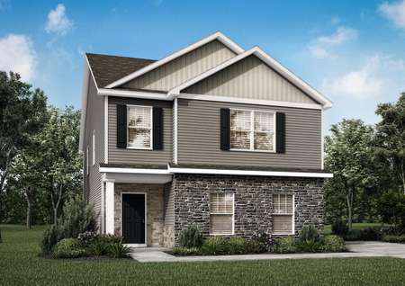 This four-bedroom home, known as the Lincoln floor plan, features a side-load 2-car garage and a fine color scheme selection.