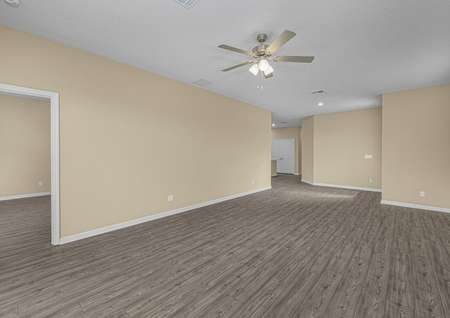 The family room is spacious and offers plenty of natural light