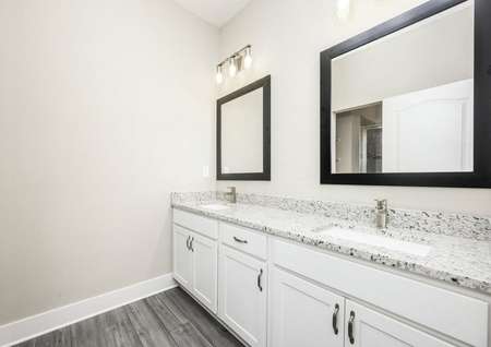 The double sink vanity in the master bathroom