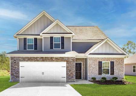 Exterior of Hartwell floor plan with brick and stone accents