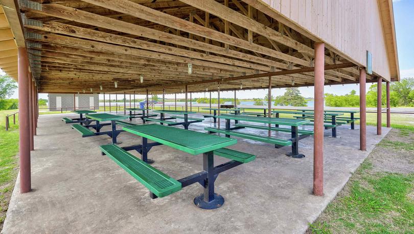 Crimson Lake Estates new home community outdoor picnic in area with covered gazebo