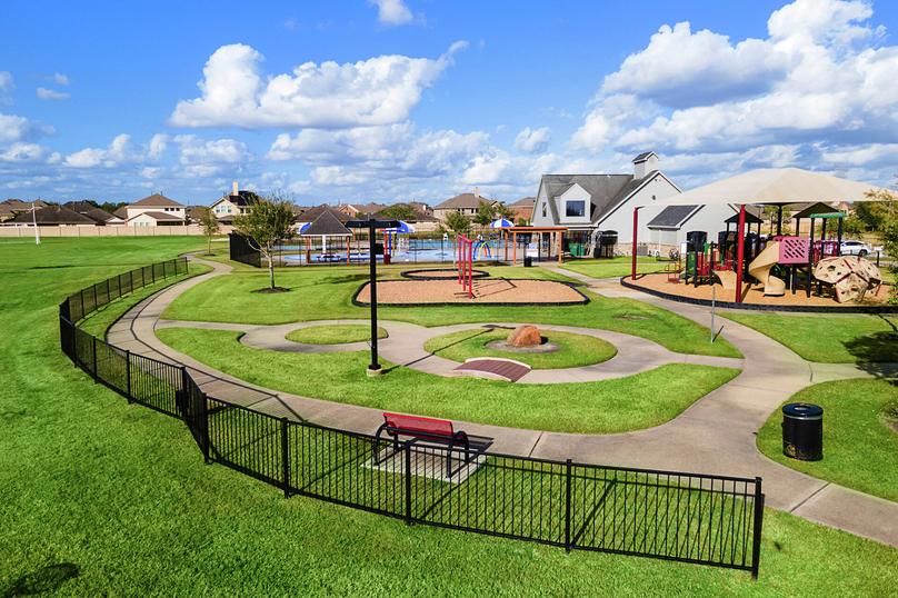 Playground with covered play structure.