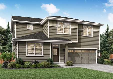 Artist rendering of the front elevation of the two-story Mercer plan by LGI Homes.