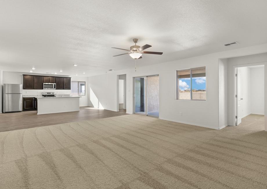 Open-concept layout allows easy transition from cooking, to eating, to resting in the living room.