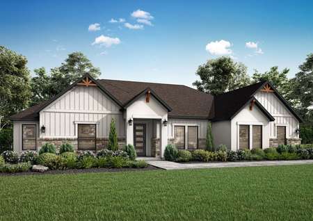The Overholser has a beautiful, white exterior with stucco, siding and stone.