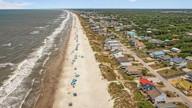 Shoreline of Oak Island Beach.