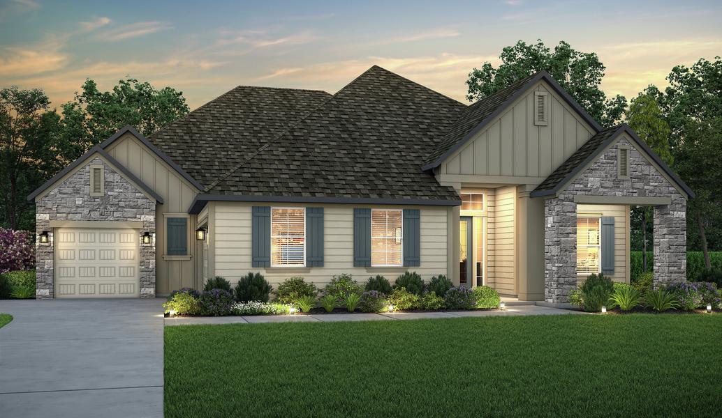 Rendering of the Waycross exterior at dusk.