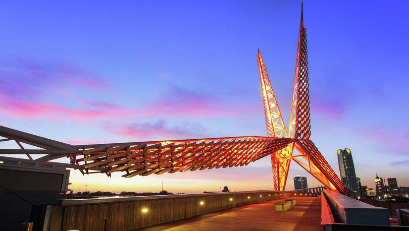 Oklahoma City, Oklahoma Skydance bridge which is inspired by the state bird, the scissor-tailed flycatcher.