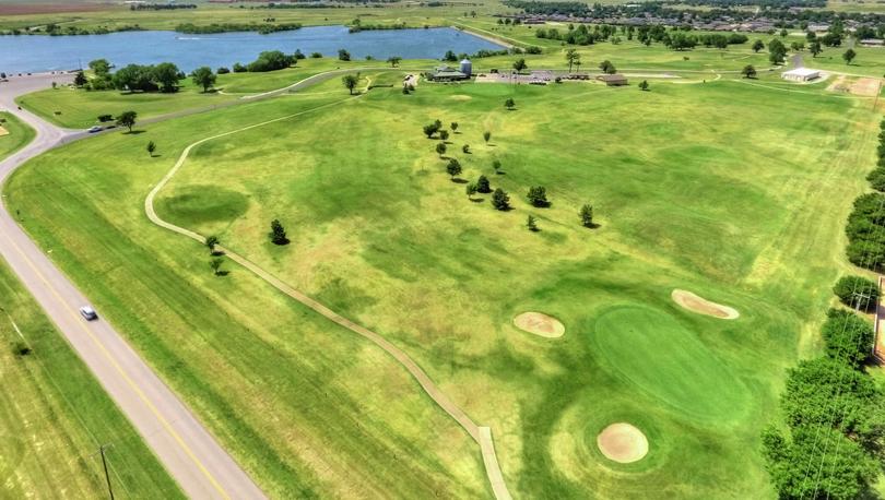 Crimson Lake Estates new home community overhead picture of park with green grass and trees