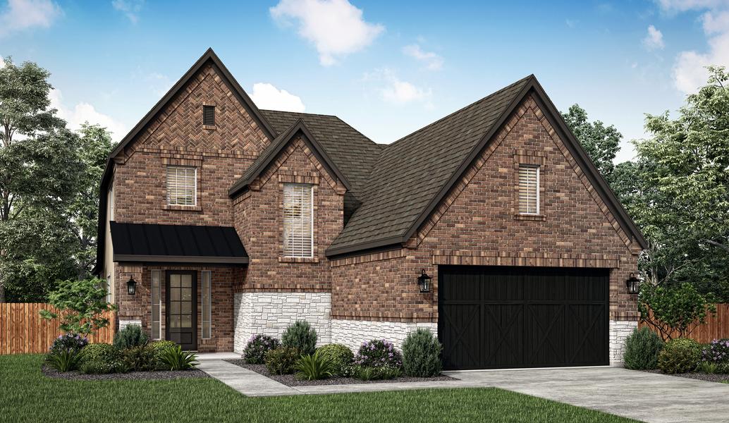 The Naomi plan has an luxurious brick and stone exterior.