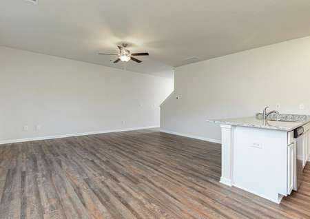 The family room is spacious