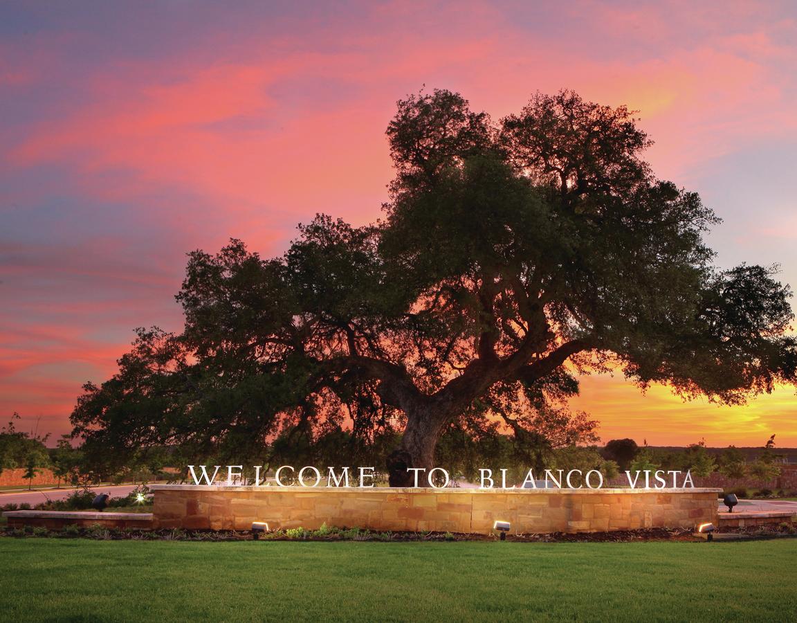 Entry monument at Blanco Vista in San Marcos, Texas.