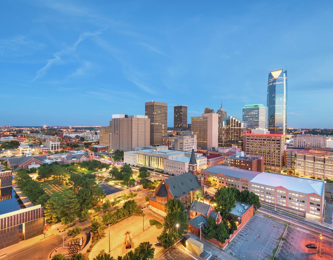 Oklahoma City, Oklahoma downtown skyline at twilight.