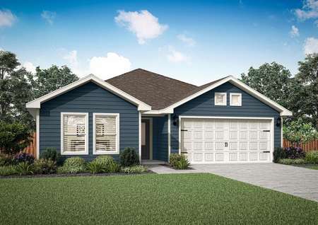 1 story Sabine rendering with front yard landscaping