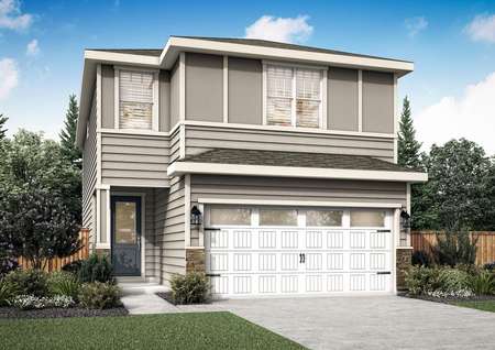 Rendering of the Helens floor plan, a two story home with siding