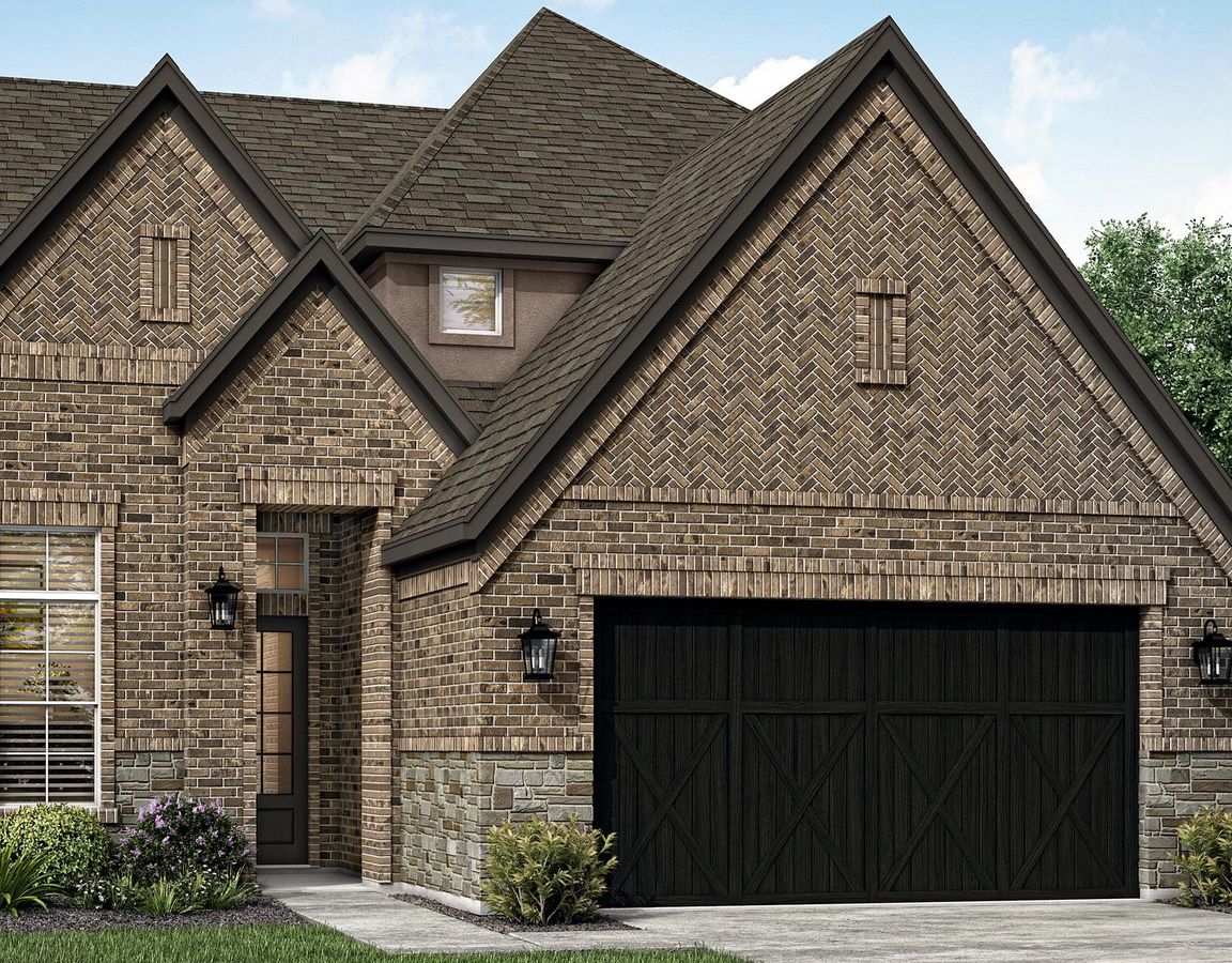 The Welch plan offers a beautiful brick and stone exterior.