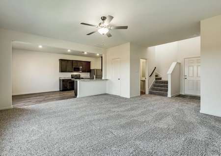 This home has an open layout with a large living room and chef-ready kitchen.