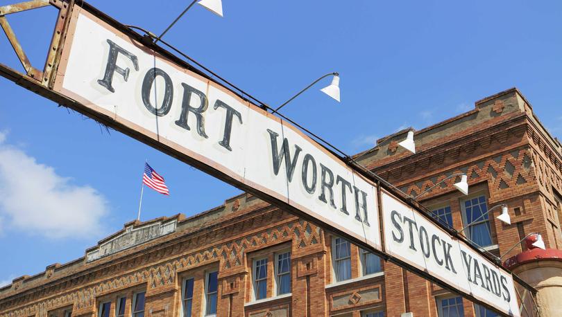 Fort Worth Stock Yards sign.