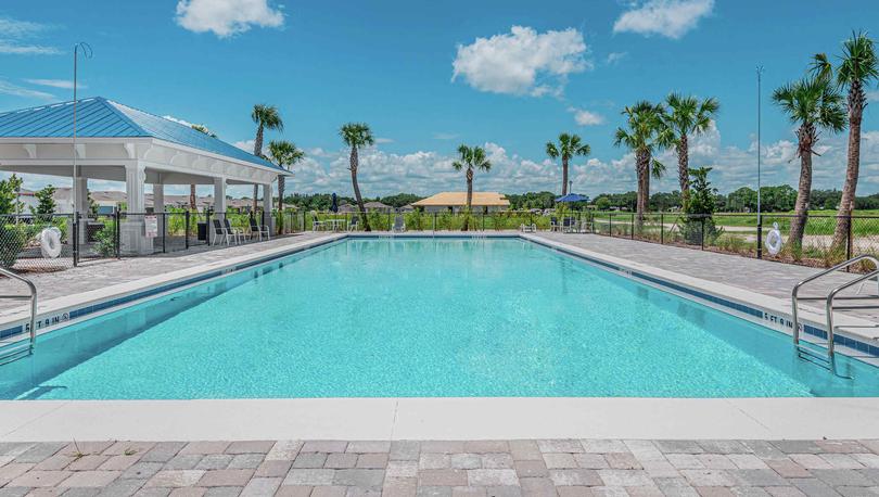 Community Swimming pool at Celebration Pointe.  Large pool surrounded by many other community amenities