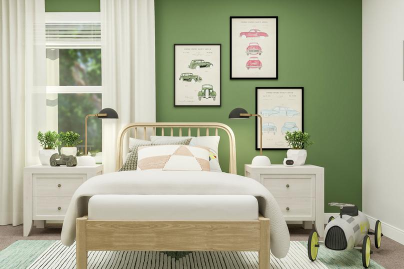 Rendering of a secondary bedroom with a
  child