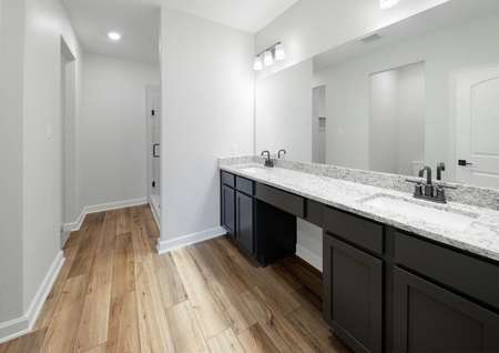 Large master bathroom with dual sink vanity 