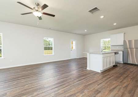 The entertainment space is open-concept