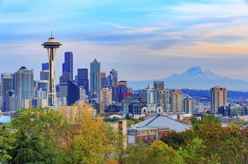 Seattle downtown and Space Needle view, Washington, USA