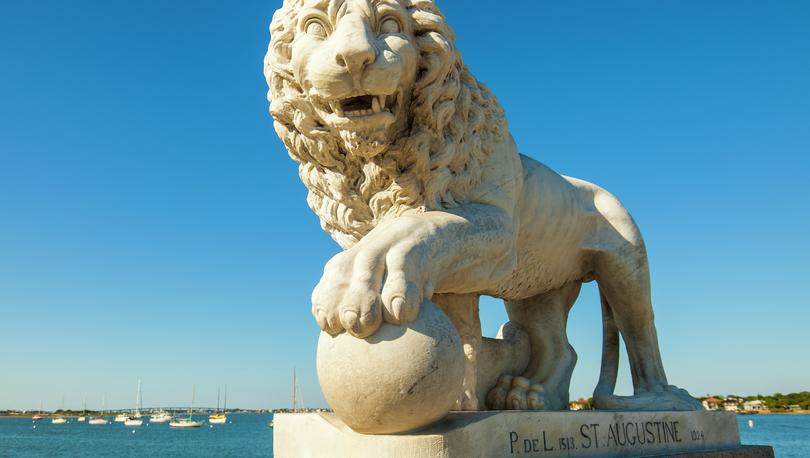 Bridge Of Lions Statue in St. Augustine, Florida.