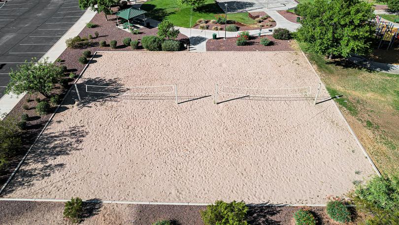 Sand volleyball courts are perfect for enjoying a breath of fresh air and some friendly competition. 