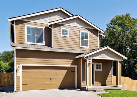 Two story home with siding and front yard landscaping