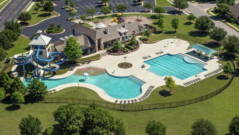 Aerial of pool and water park at ShadowGlen.