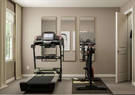 Rendering of a secondary bedroom
  converted into a home gym.