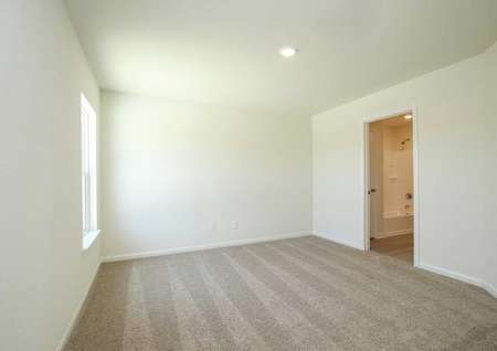 Trinity master bedroom with carpet and flooring, overhead recessed lighting, and access to private bathroom