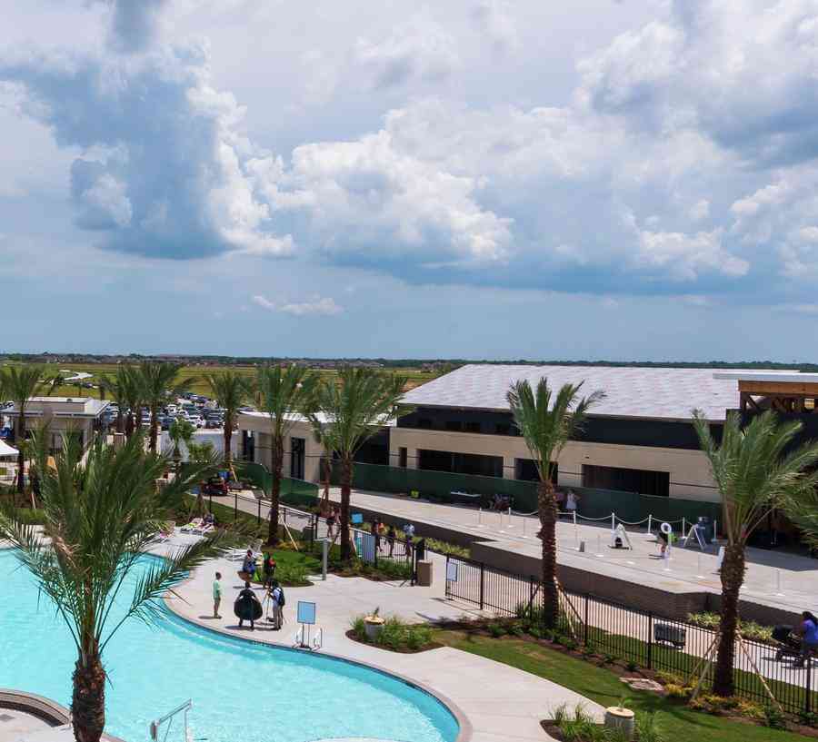 Aerial view of Lago Mar pool connected to the Crystal Lagoon