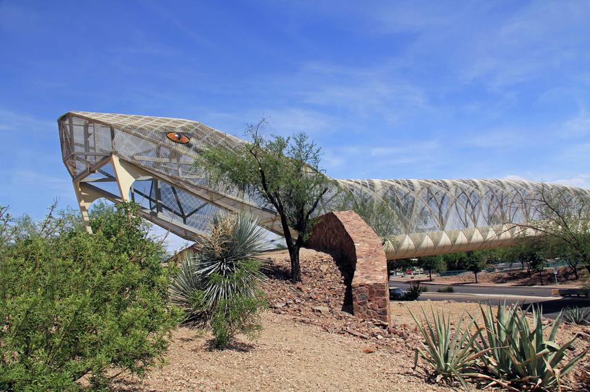 Tucson, Arizona diamondback rattlesnake bicycle and pedestrian covered bridge